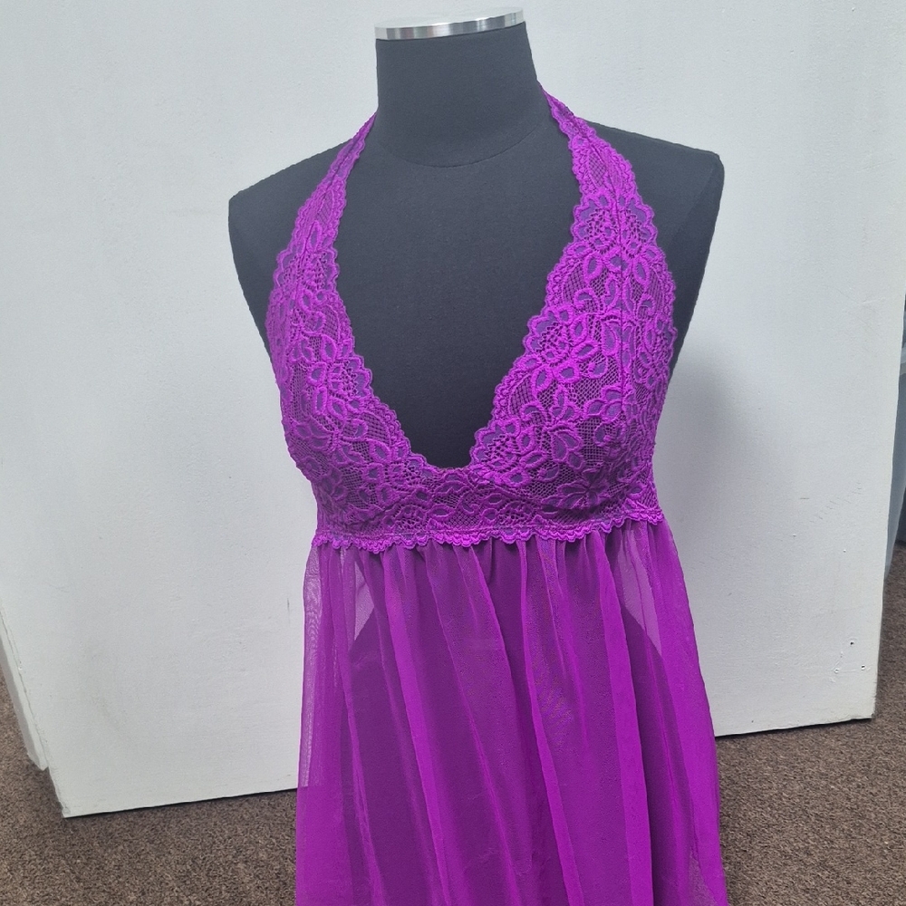 Frederick's of Hollywood Vibrant Purple Lace Chemise